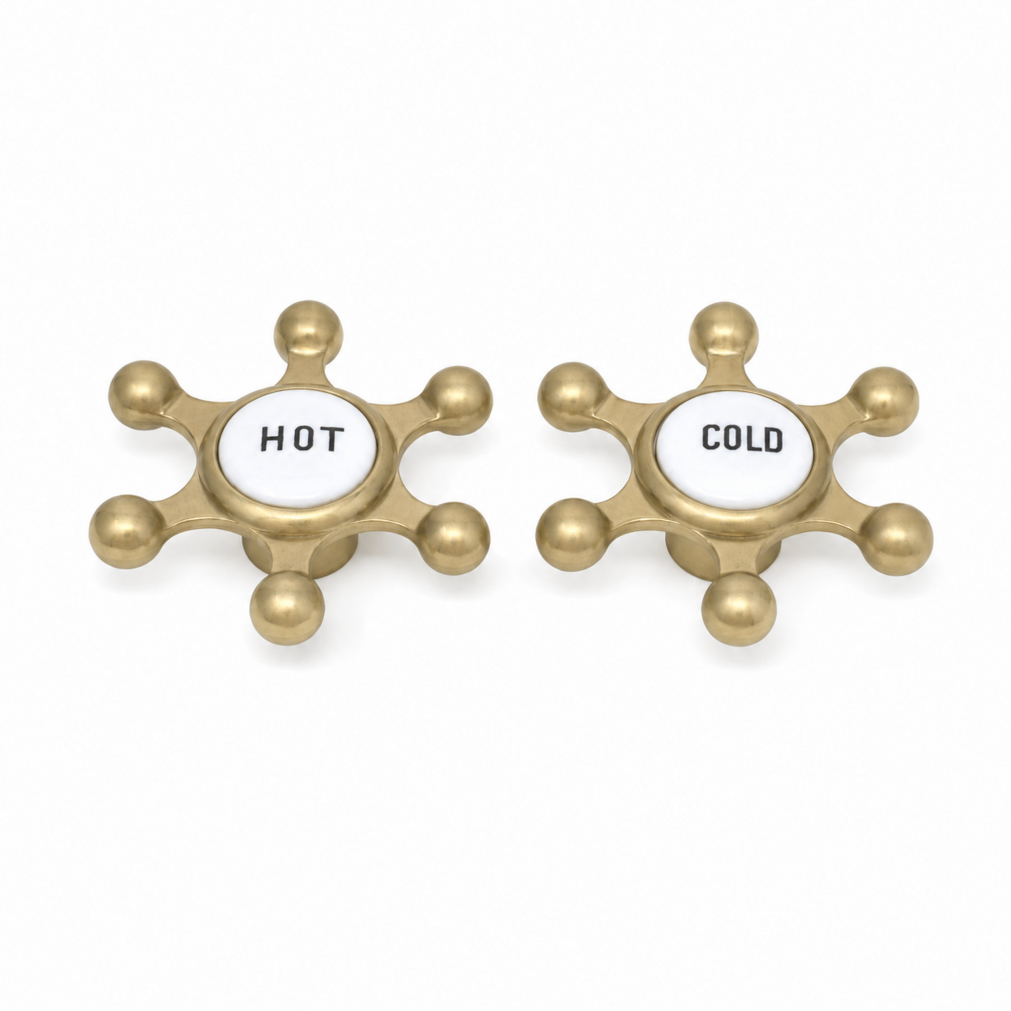 Strom Living P0725 Aqueduct Handle Pair with Porcelain Button Raw Brass - Faucet Parts