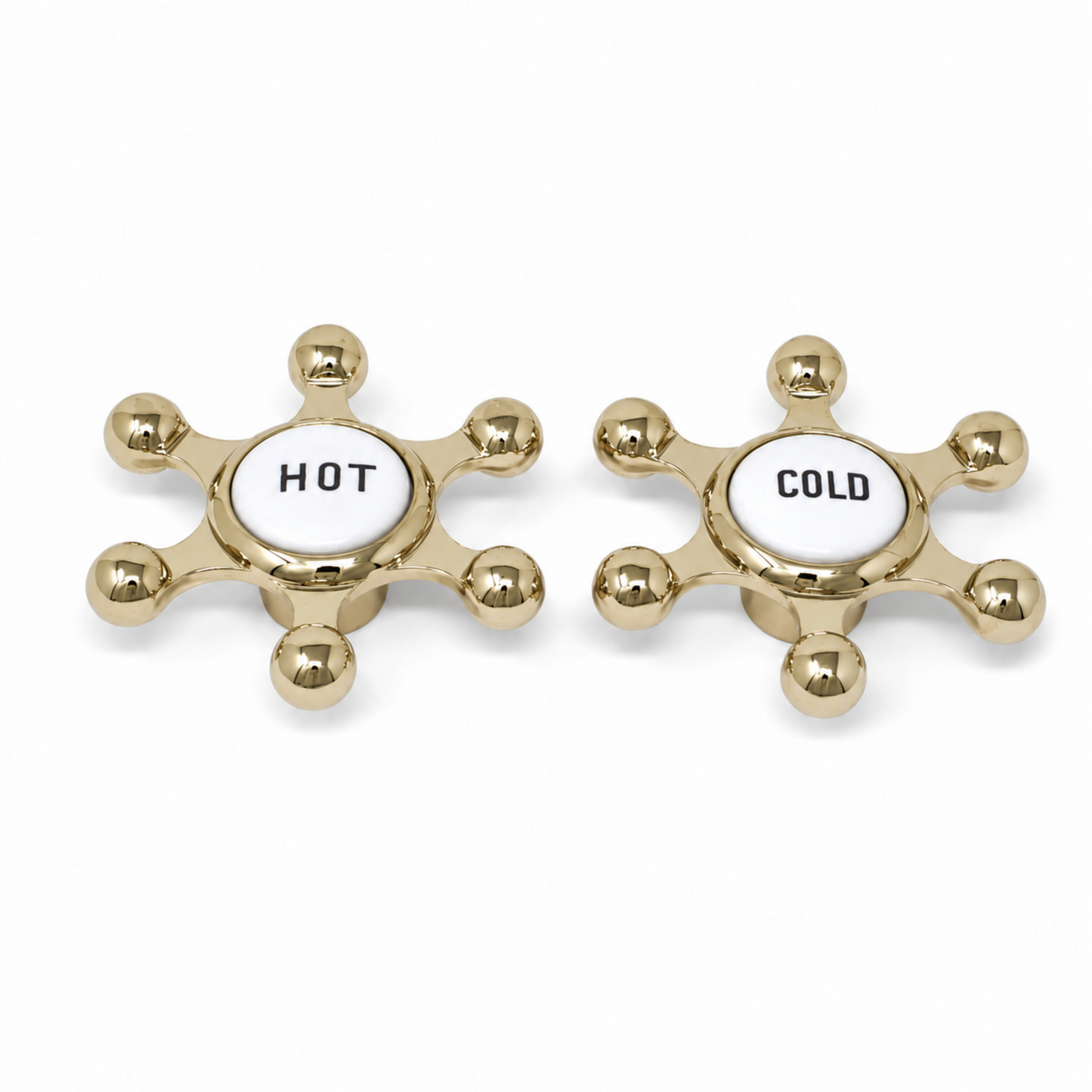 Strom Living P0725 Aqueduct Handle Pair with Porcelain Button Supercoat Brass - Faucet Parts