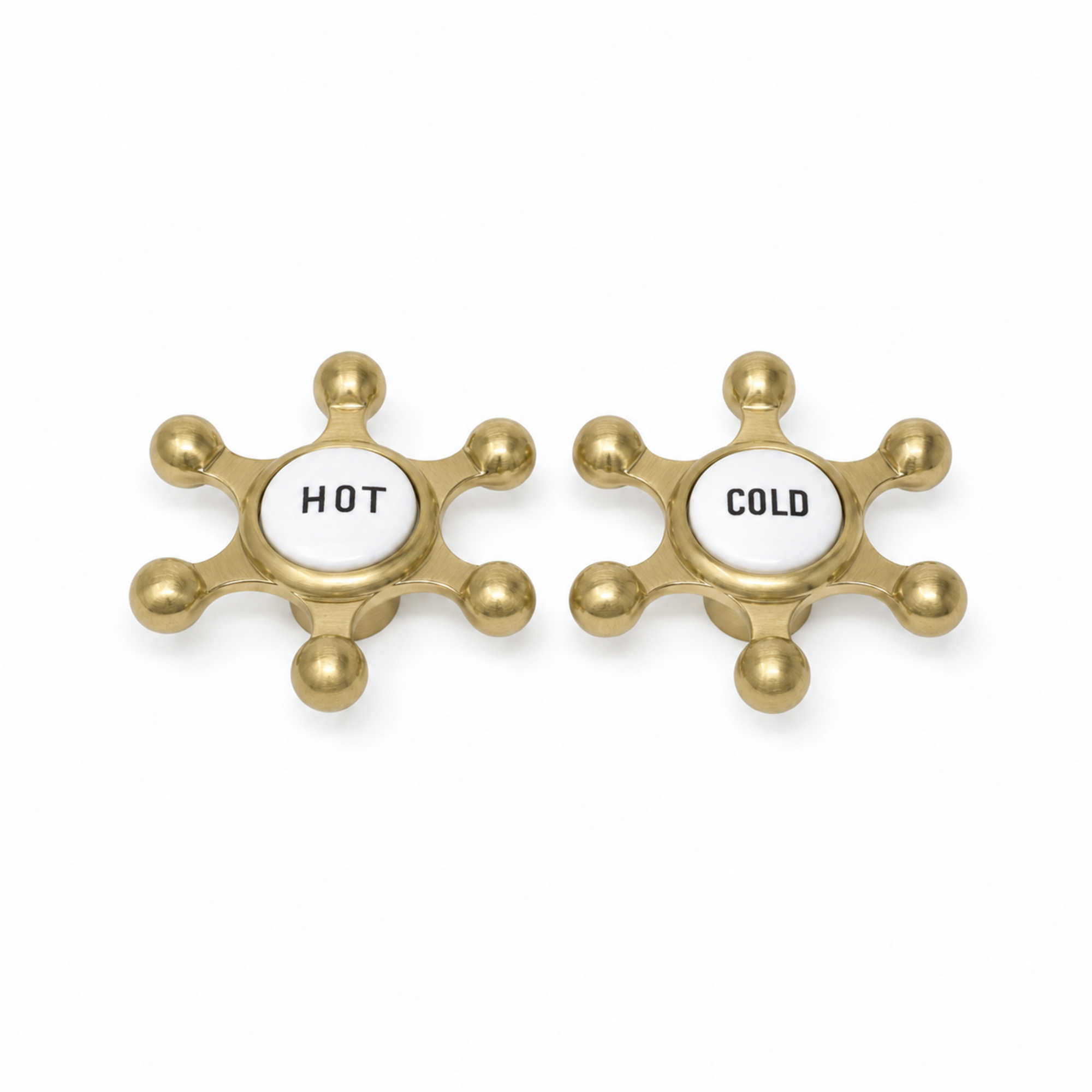 Strom Living P0725 Aqueduct Handle Pair with Porcelain Button Satin Brass - Faucet Parts
