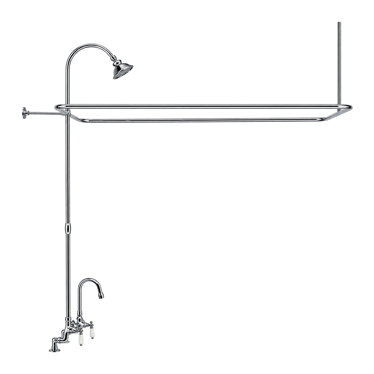 Deck Mount Tub Enclosure Shower System P0729 in Chrome