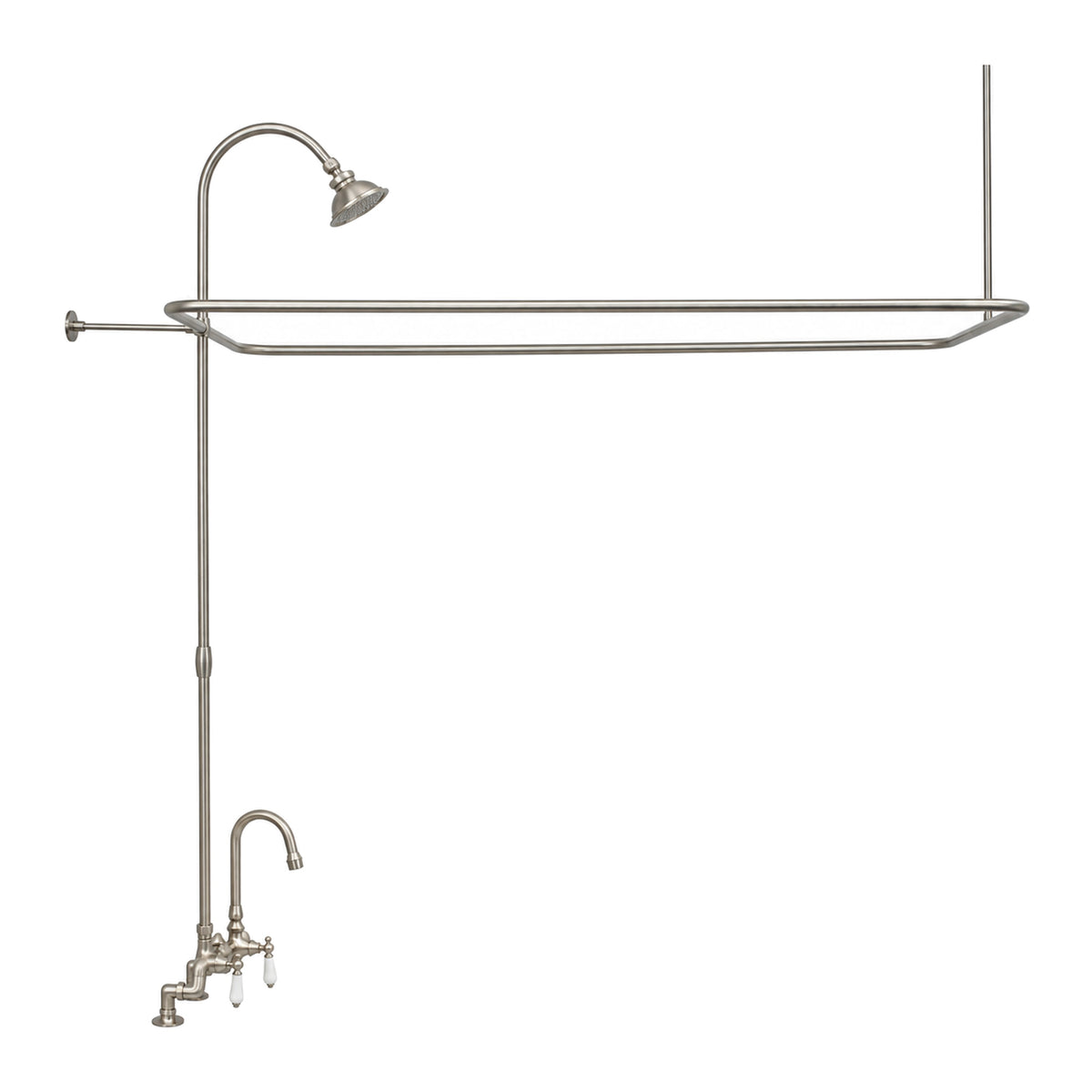 Deck Mount Tub Enclosure Shower System P0729 in Matte Nickel