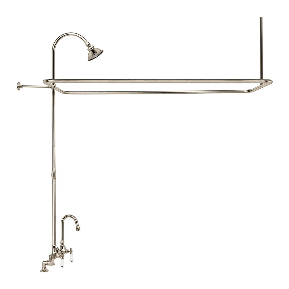 Deck Mount Tub Enclosure Shower System P0729 in Polished Nickel