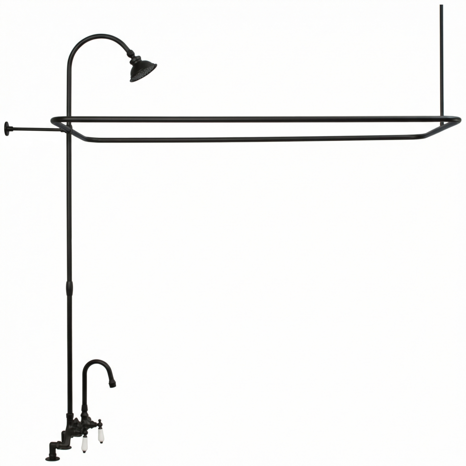 Deck Mount Tub Enclosure Shower System P0729 | Strom Living Satin Black 4" OD) Enclosure - Showers