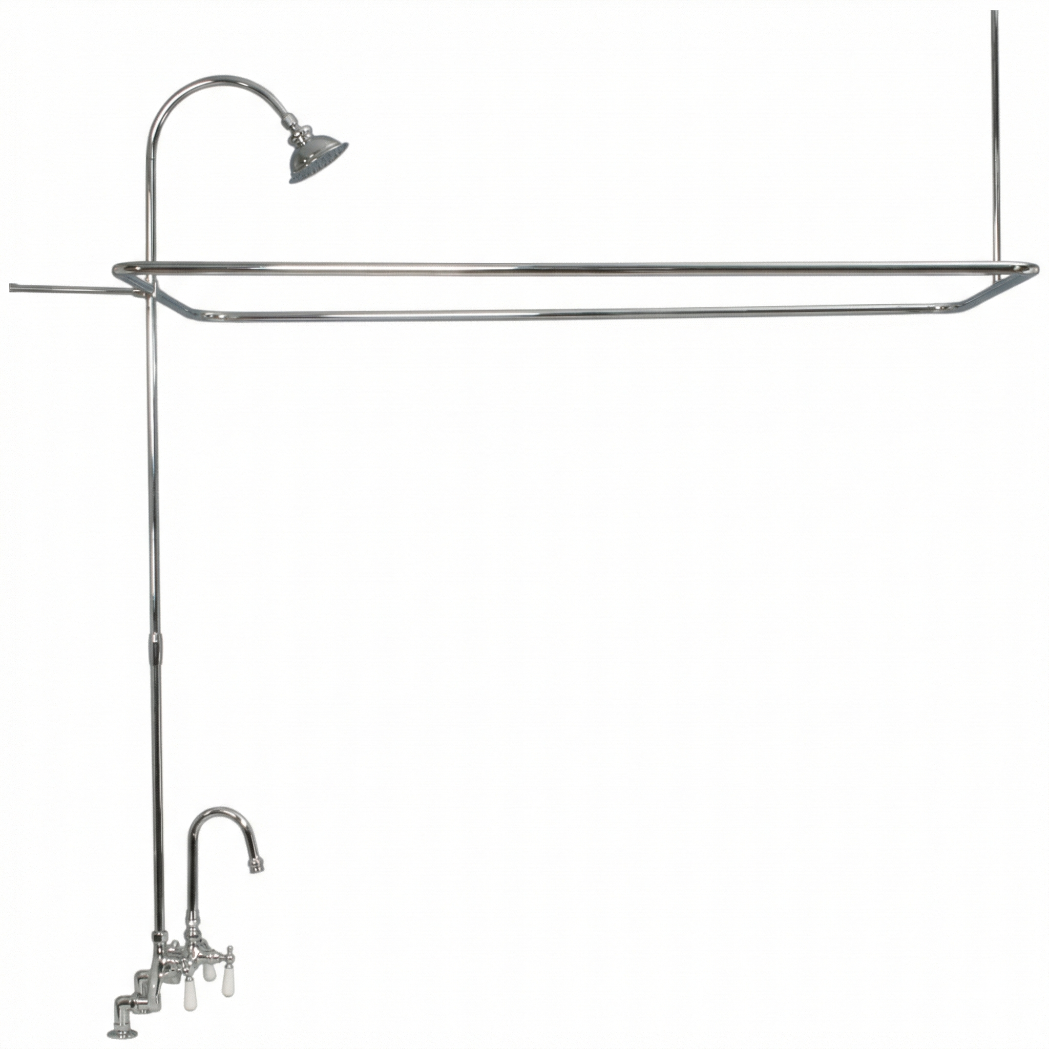 Deck Mount Tub Enclosure Shower System P0729 | Strom Living Chrome 4" OD) Enclosure - Showers