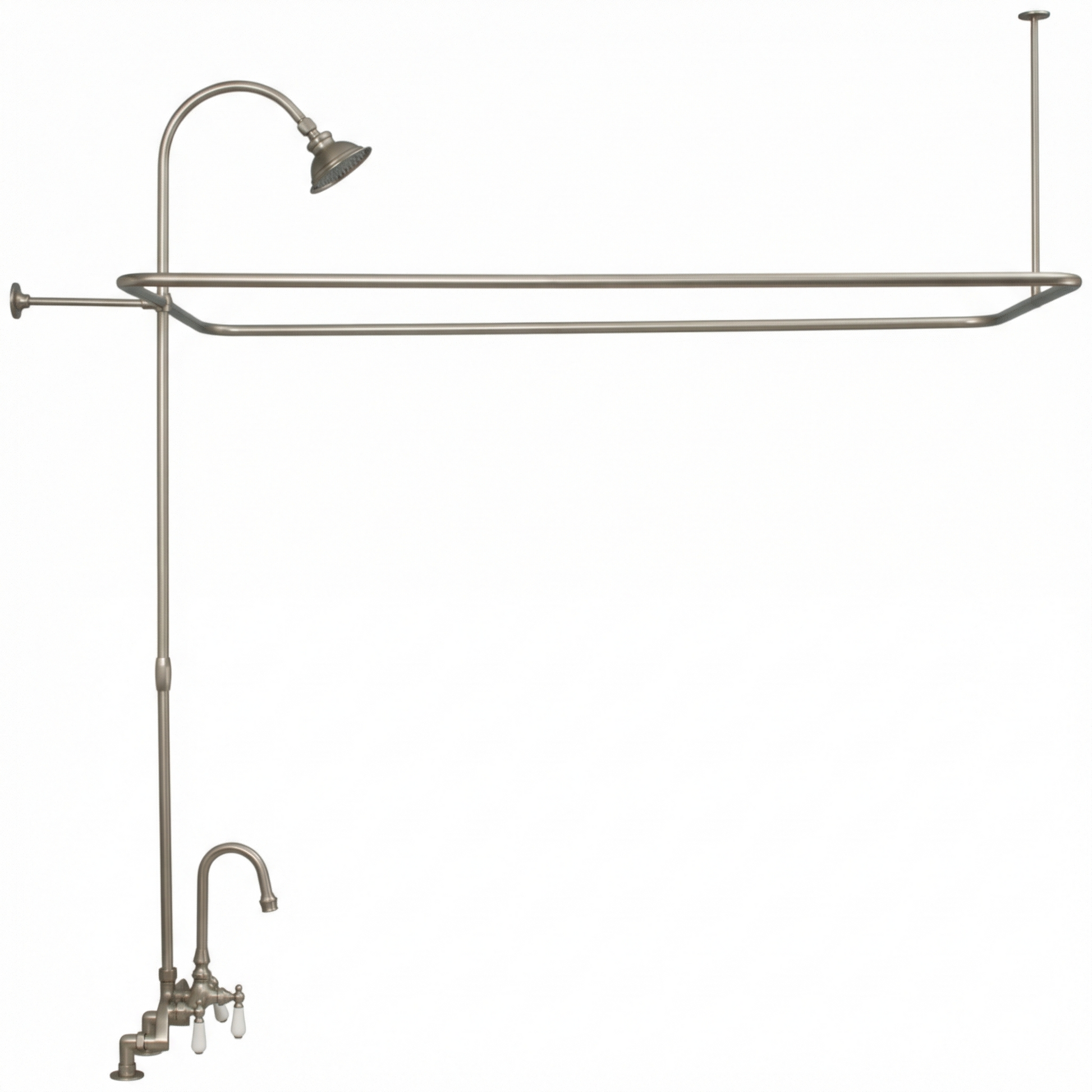 Deck Mount Tub Enclosure Shower System P0729 | Strom Living Matte Nickel 4" OD) Enclosure - Showers