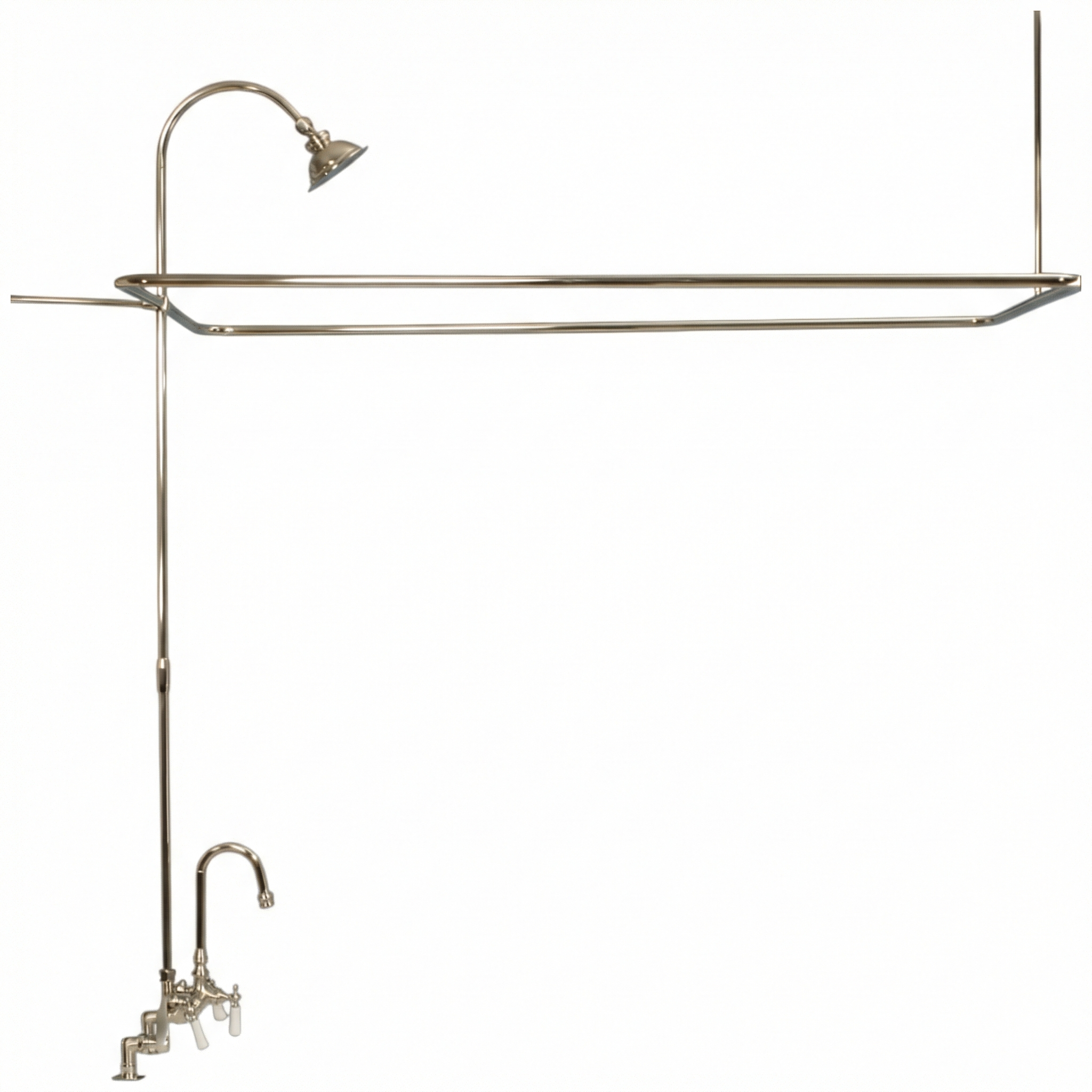 Deck Mount Tub Enclosure Shower System P0729 | Strom Living Polished Nickel 4" OD) Enclosure - Showers
