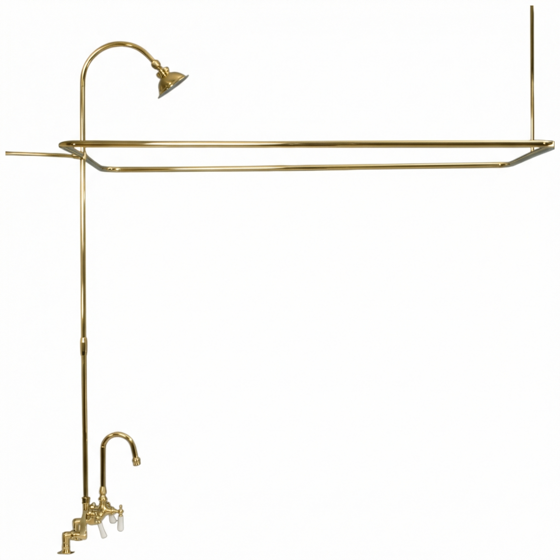Deck Mount Tub Enclosure Shower System P0729 | Strom Living Polished Brass 4" OD) Enclosure - Showers
