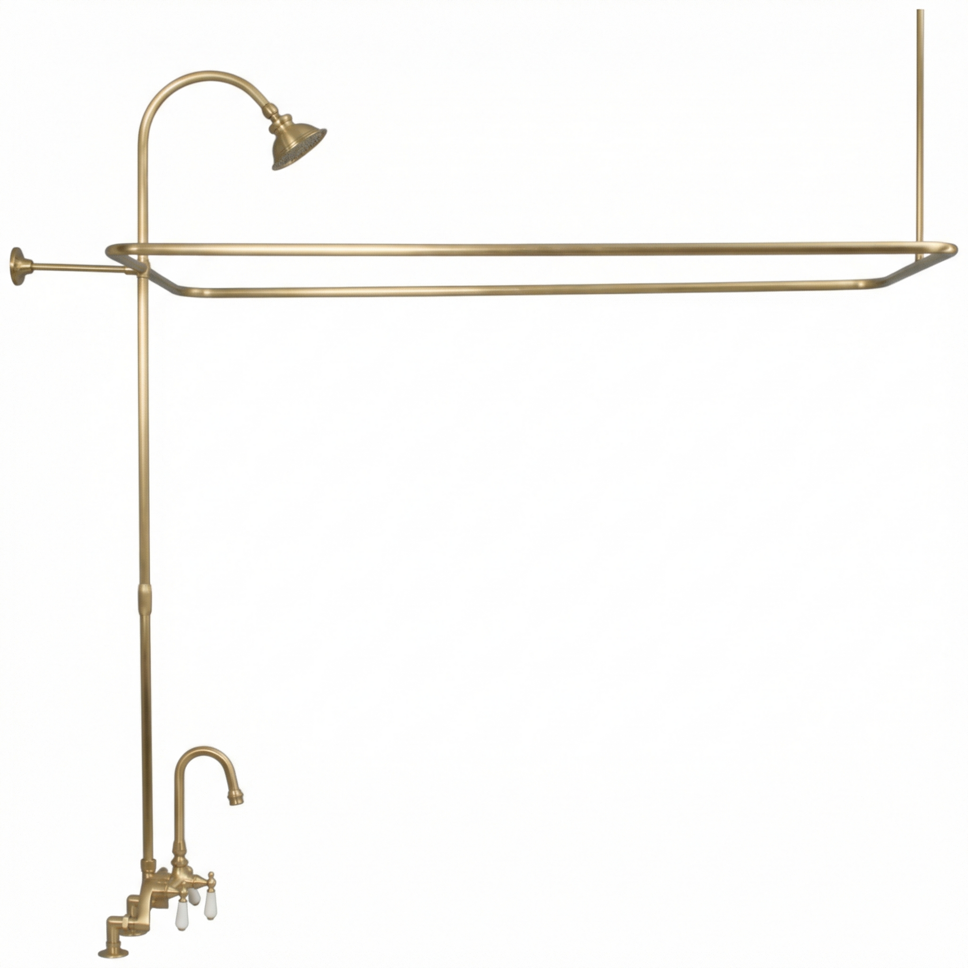 Deck Mount Tub Enclosure Shower System P0729 | Strom Living Raw Brass 4" OD) Enclosure - Showers