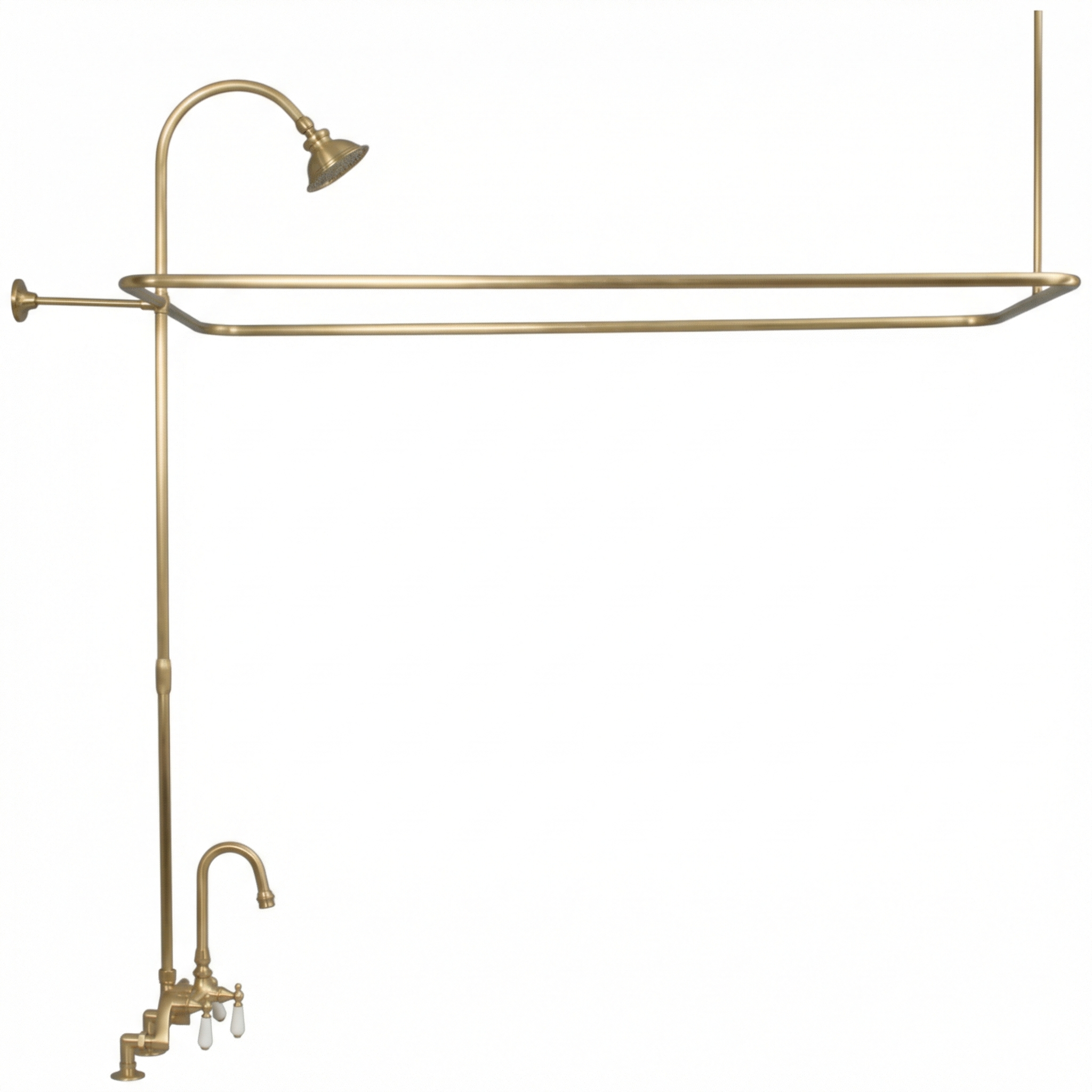 Deck Mount Tub Enclosure Shower System P0729 | Strom Living Raw Brass 4" OD) Enclosure - Showers