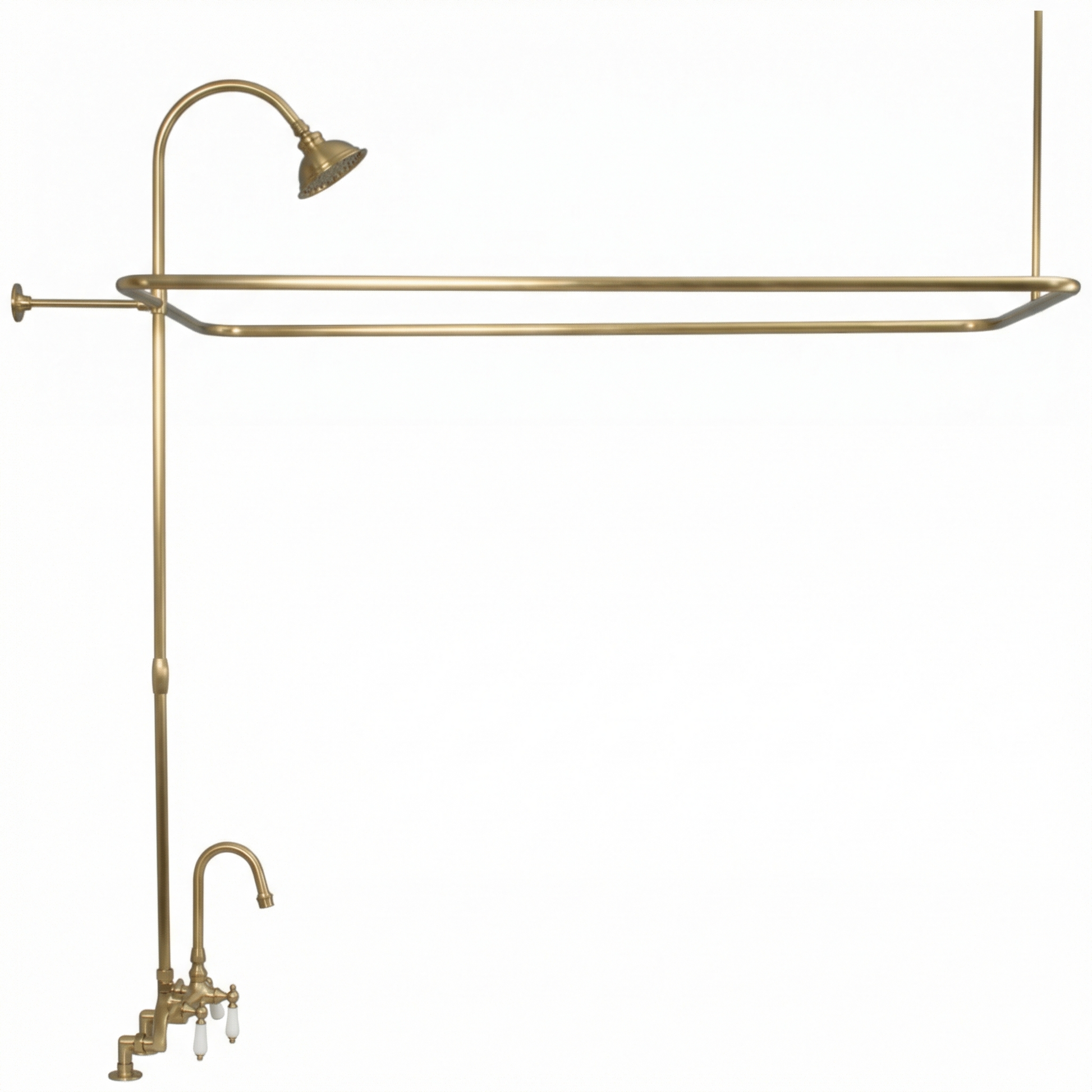Deck Mount Tub Enclosure Shower System P0729 | Strom Living Satin Brass 4" OD) Enclosure - Showers