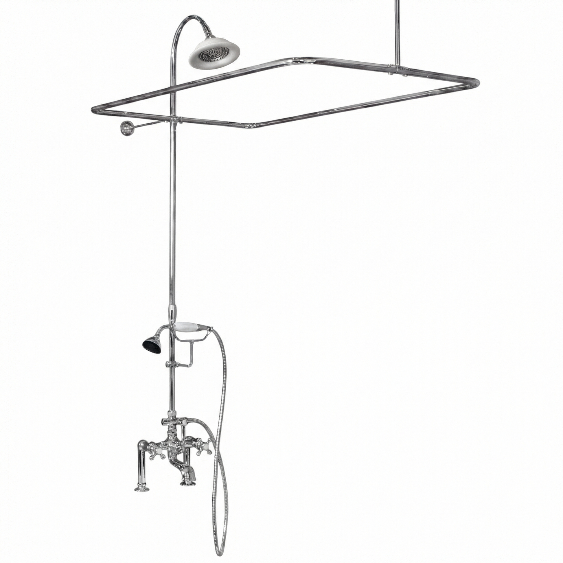 Deck Mount Tub Enclosure Shower System P0730 | Strom Living Chrome 45" x 25" (3 4" OD) Enclosure - Showers