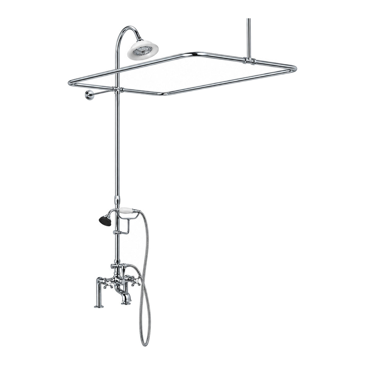 Deck Mount Tub Enclosure Shower System P0730 in Chrome