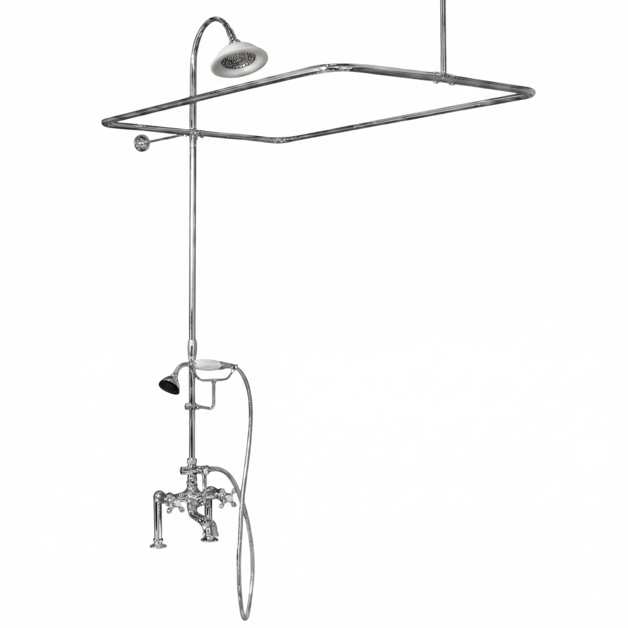 Deck Mount Tub Enclosure Shower System P0730 | Strom Living Chrome 57" x 31" (3 4" OD) Enclosure - Showers