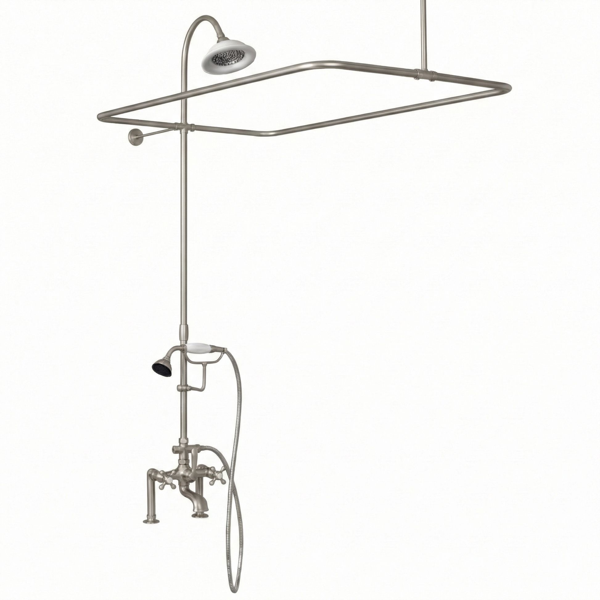 Deck Mount Tub Enclosure Shower System P0730 | Strom Living Matte Nickel 45" x 25" (3 4" OD) Enclosure - Showers