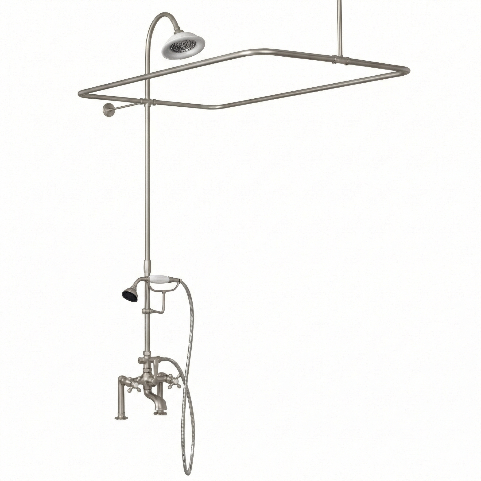 Deck Mount Tub Enclosure Shower System P0730 | Strom Living Matte Nickel 45" x 25" (3 4" OD) Enclosure - Showers