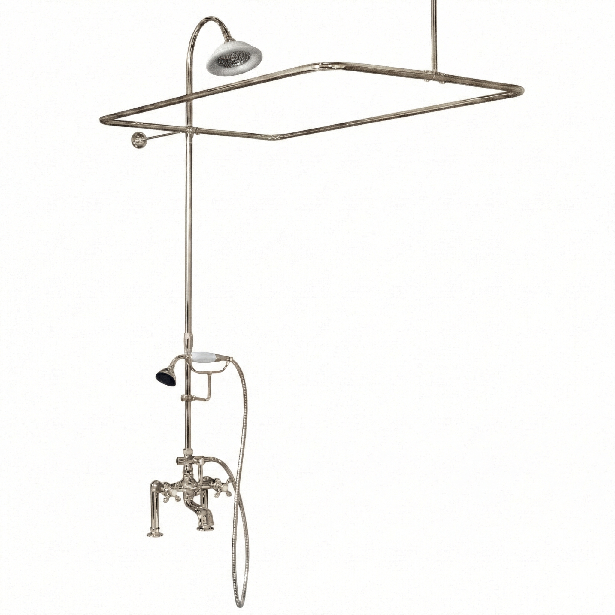 Deck Mount Tub Enclosure Shower System P0730 | Strom Living Polished Nickel 45" x 25" (3 4" OD) Enclosure - Showers