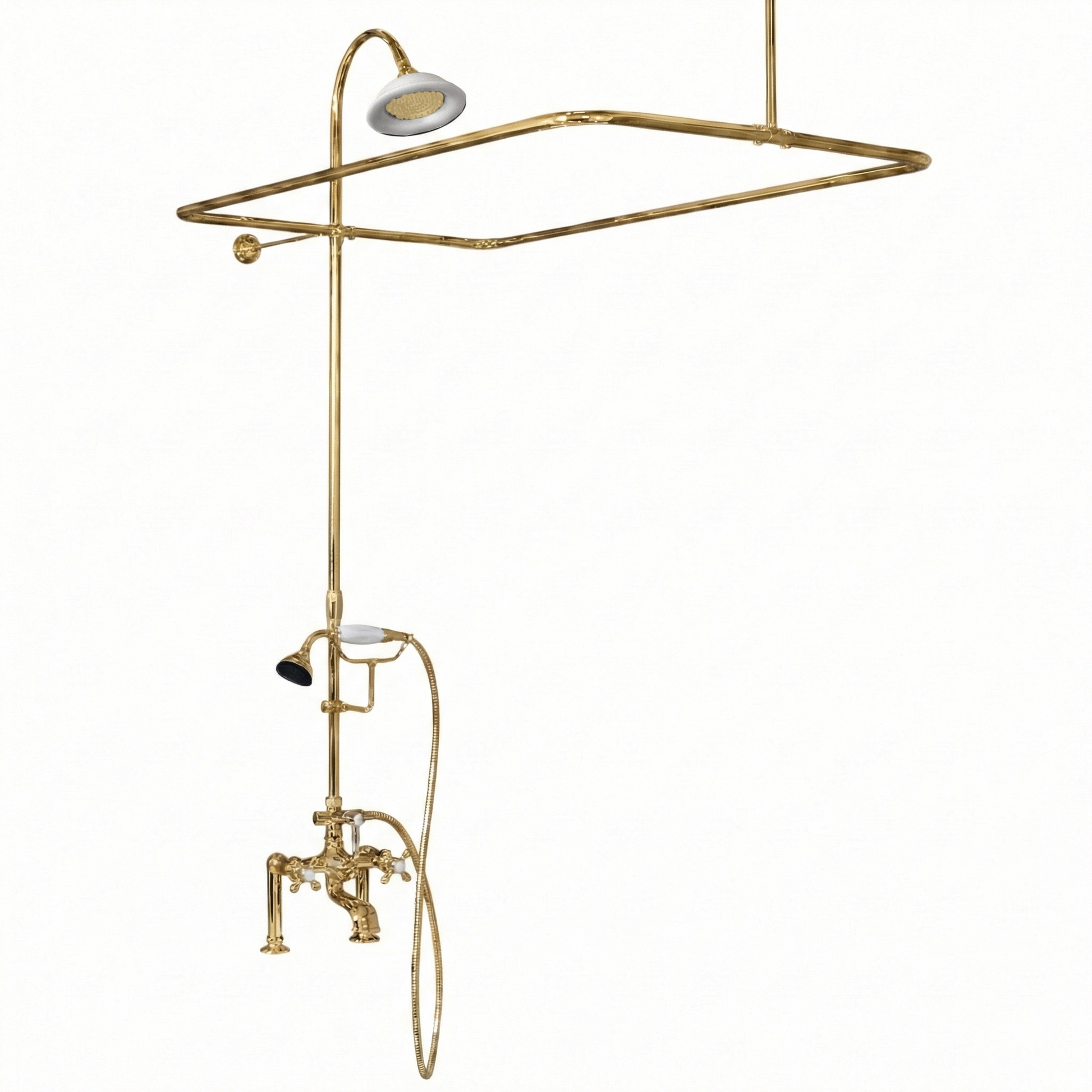 Deck Mount Tub Enclosure Shower System P0730 | Strom Living Polished Brass 45" x 25" (3 4" OD) Enclosure - Showers