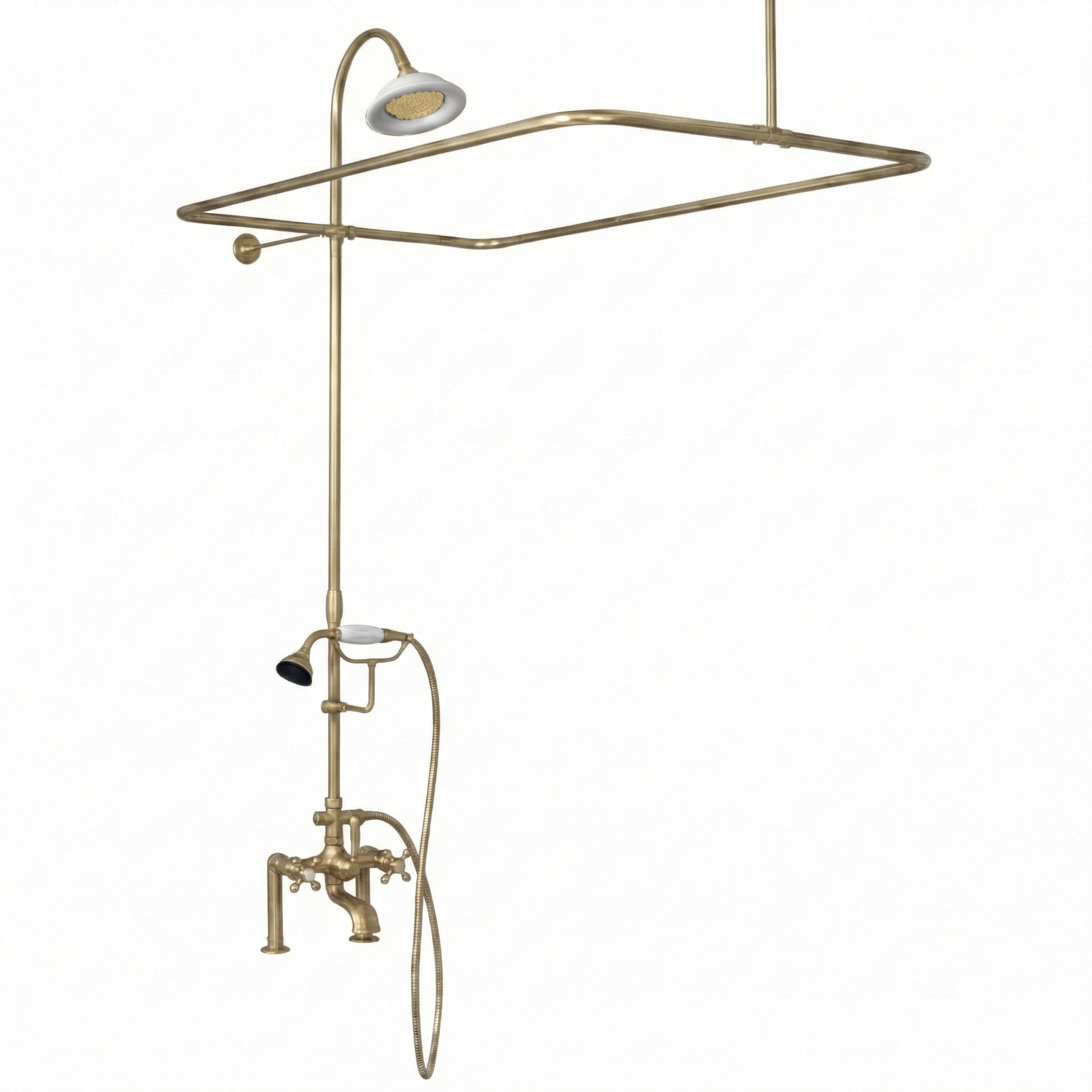 Deck Mount Tub Enclosure Shower System P0730 | Strom Living Satin Brass 45" x 25" (3 4" OD) Enclosure - Showers