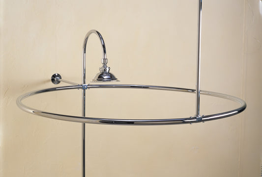 Pictured with shower head and riser in chrome (not included)
