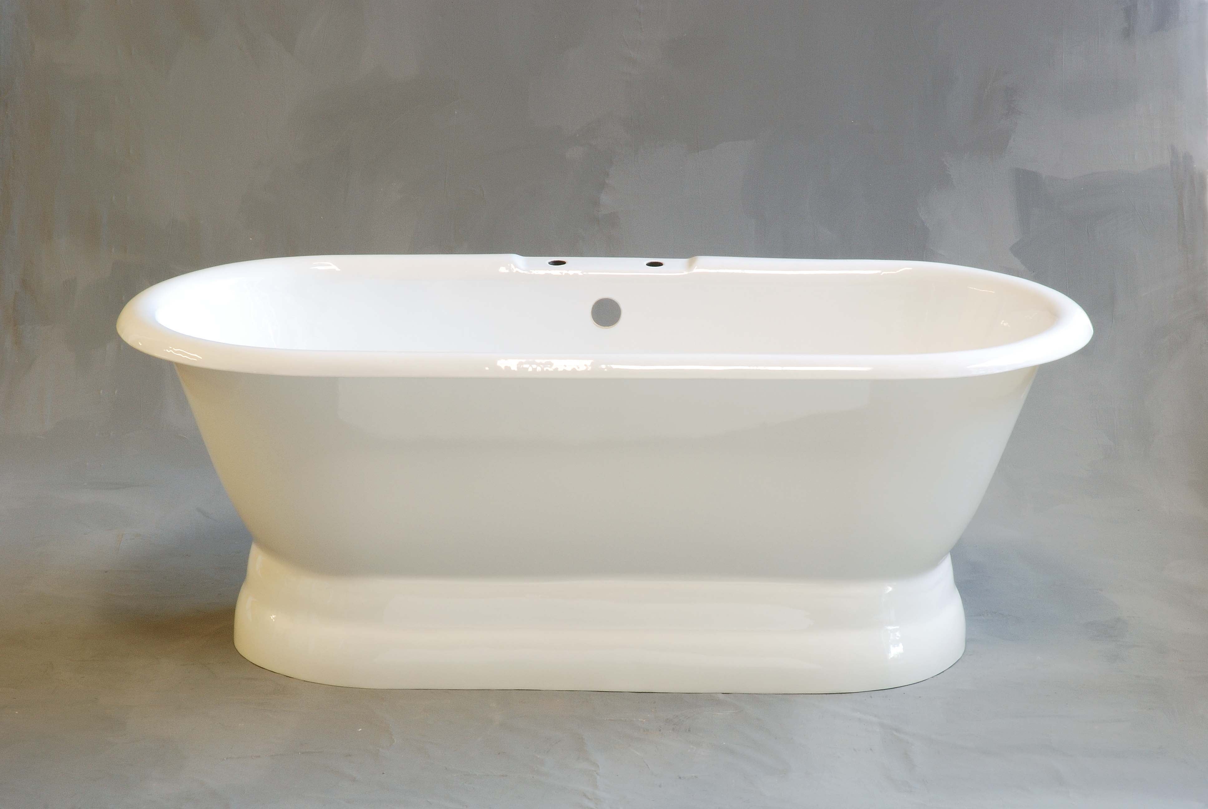 The Lagoon 5 1/2' Cast Iron Double Ended Pedestal Tub and 7"³ Center to Center Deck Mount Faucet Holes P0766 | Strom Living