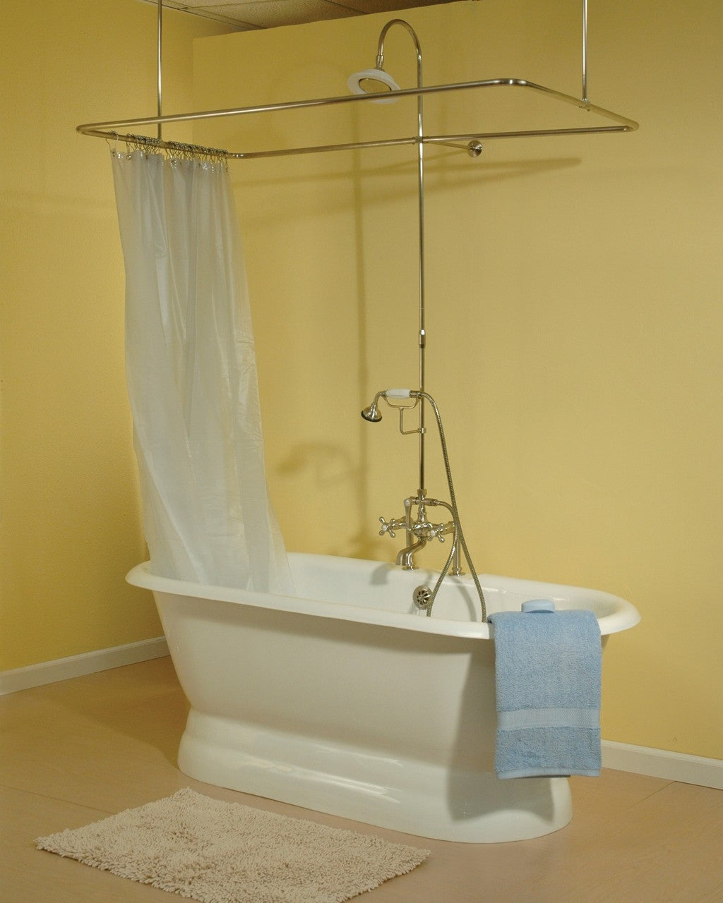 The Lagoon 5 1/2' Cast Iron Double Ended Pedestal Tub and 7" Center to Center Deck Mount Faucet Holes P0766 | Strom Living - Bathtubs