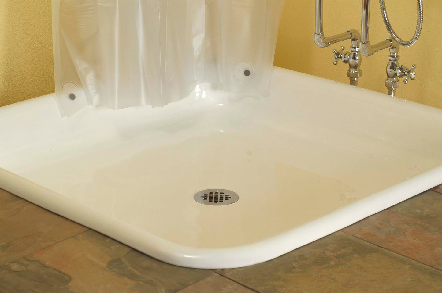 Strom Living Panorama  42" Cast Iron Square Shower Pan with tub legs