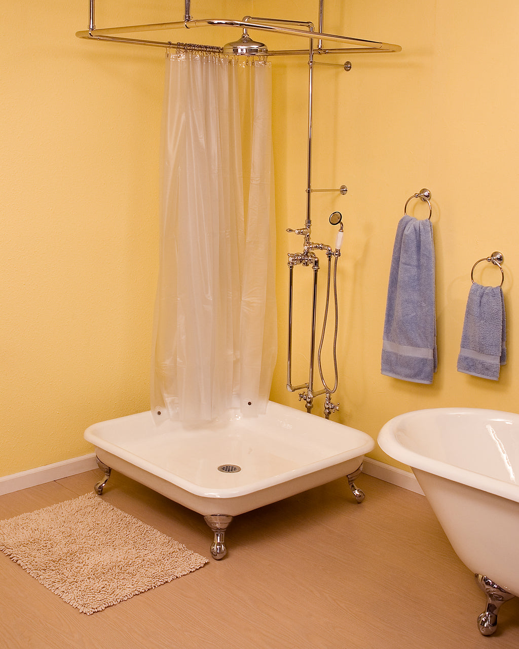 Strom Living Panorama 42" Cast Iron Square Shower Pan with Tub Legs - Shower Components