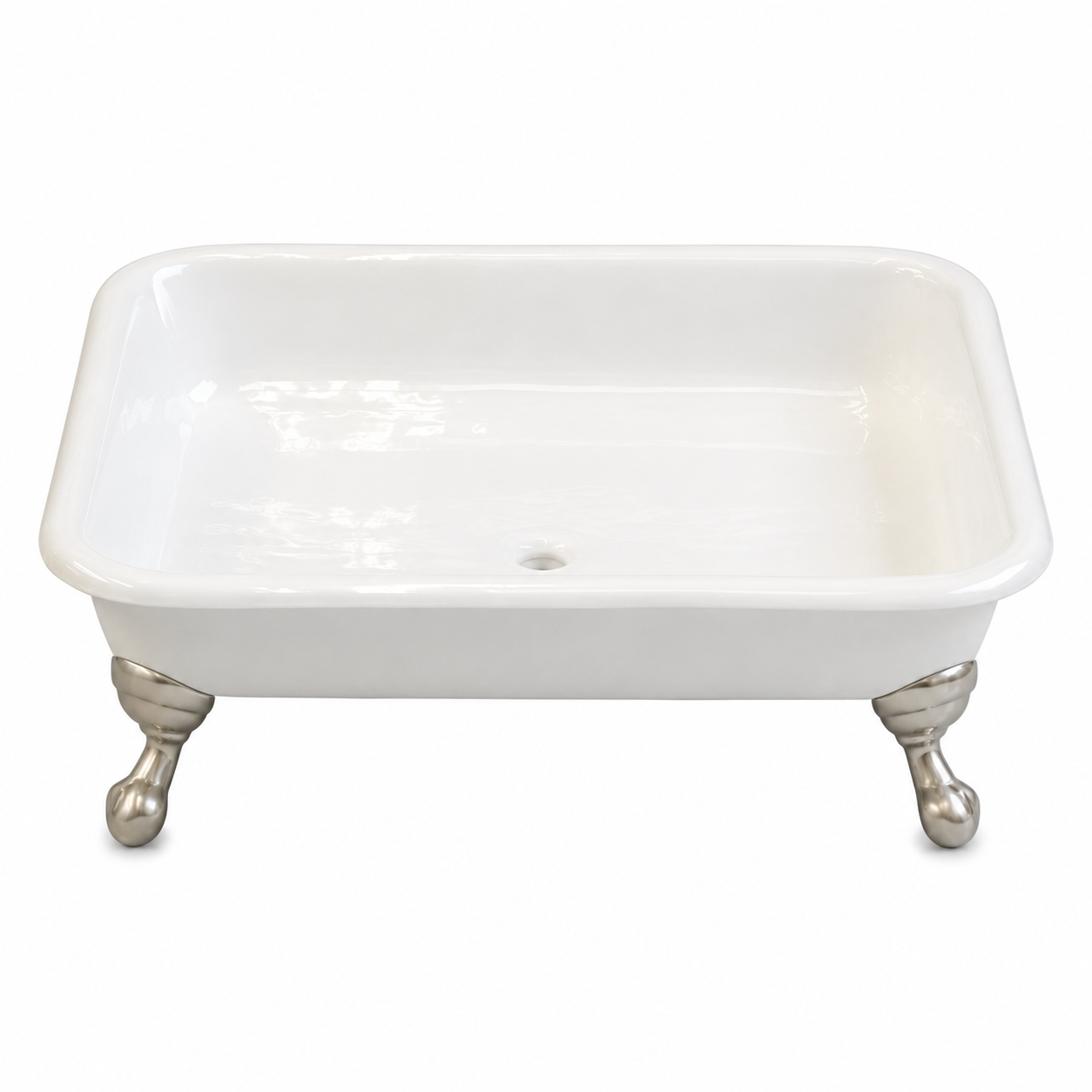 Strom Living Panorama 42" Cast Iron Square Shower Pan with Tub Legs Matte Nickel - Shower Components