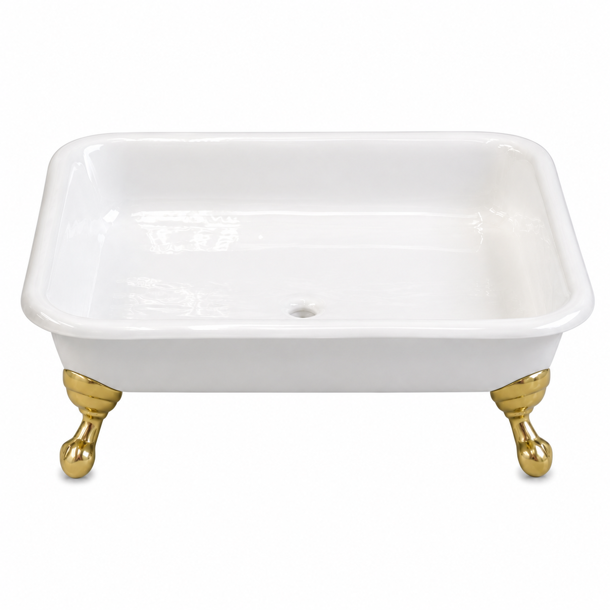 Strom Living Panorama 42" Cast Iron Square Shower Pan with Tub Legs Supercoat Brass - Shower Components