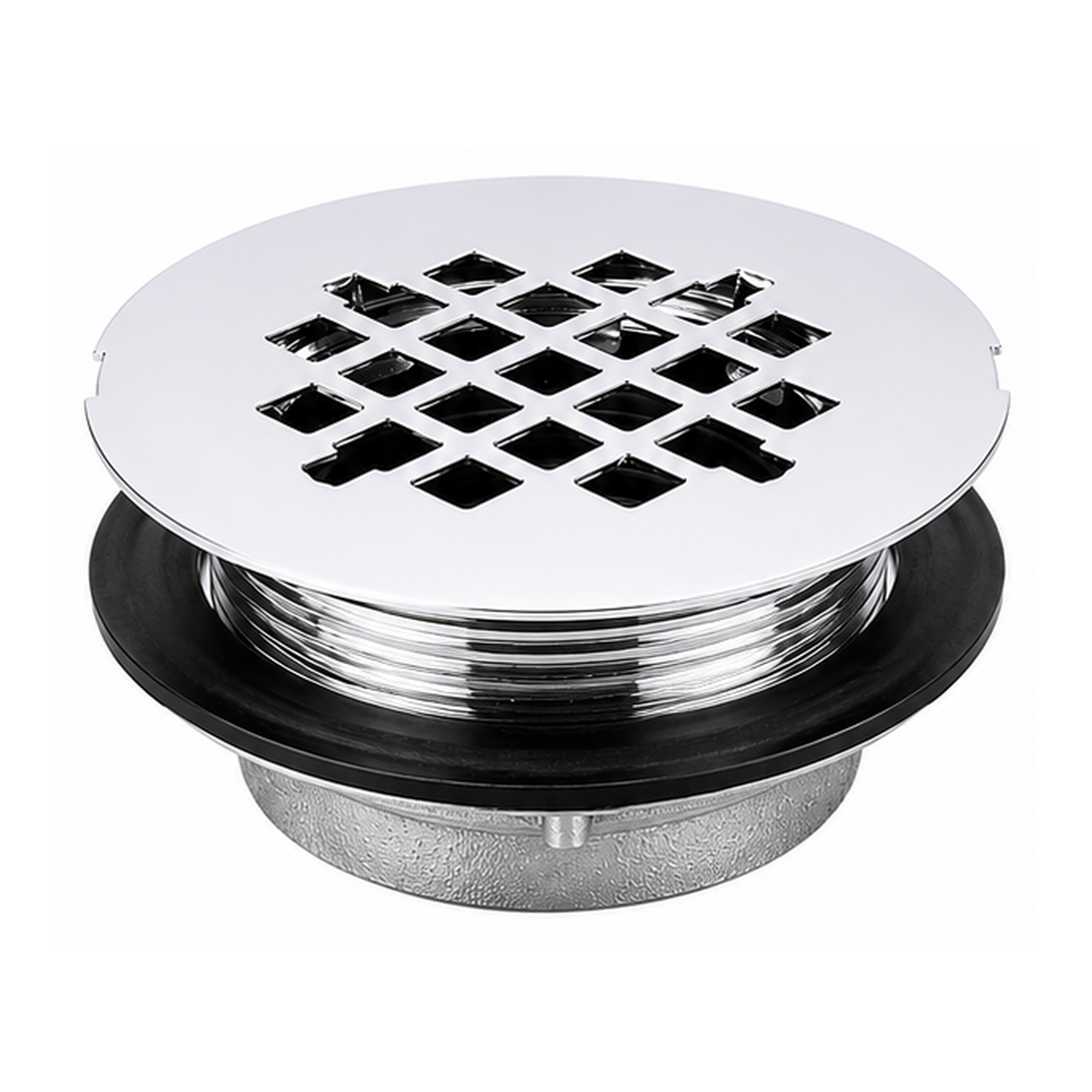 Strom Living Shower Pan Drain with 4 1/4" Flange Chrome - Faucet Parts