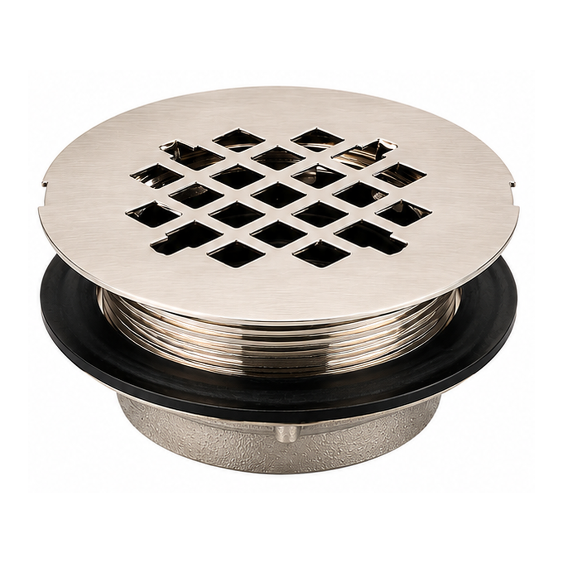 Strom Living Shower Pan Drain with 4 1/4" Flange Matte Nickel - Faucet Parts