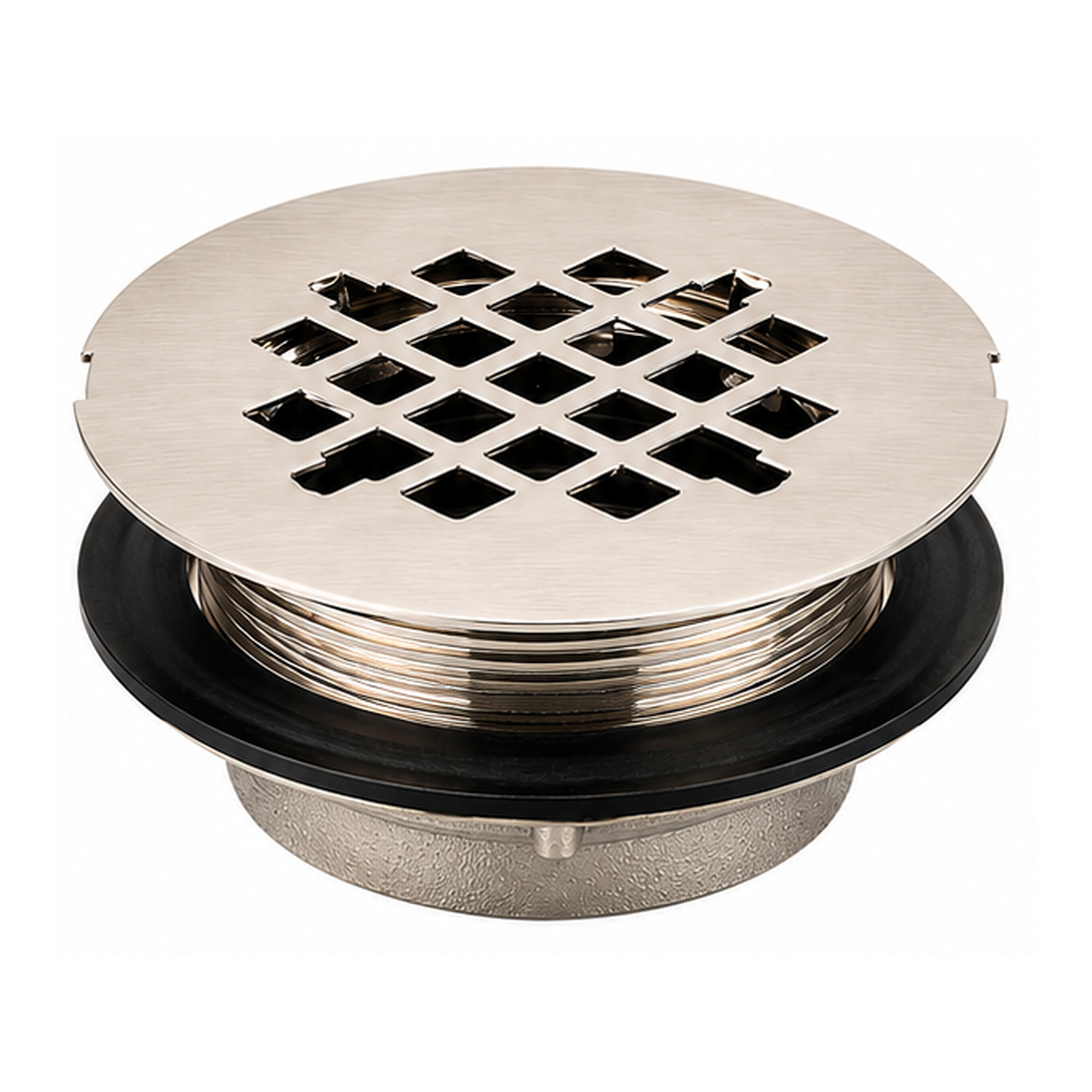 Strom Living Shower Pan Drain with 4 1/4" Flange Matte Nickel - Faucet Parts
