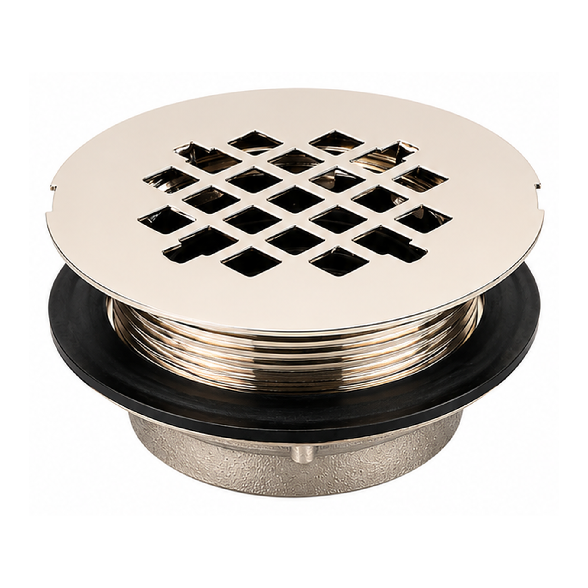 Strom Living Shower Pan Drain with 4 1/4" Flange Polished Nickel - Faucet Parts
