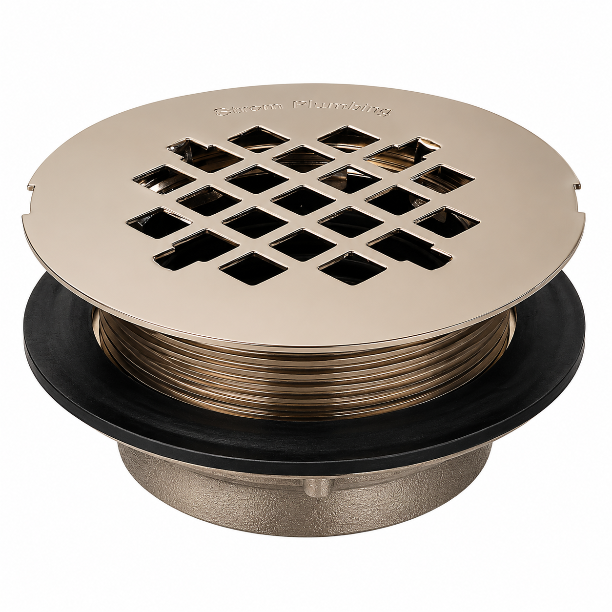 Strom Living Shower Pan Drain with 4 1/4" Flange Supercoat Brass - Faucet Parts