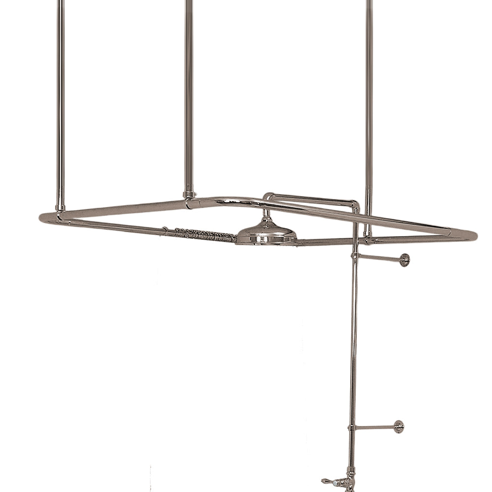 Square Shower Rod Enclosure 42" , 1" Tube, and 36" Ceiling Brace P0787 | Strom Living Polished Nickel - Shower Components