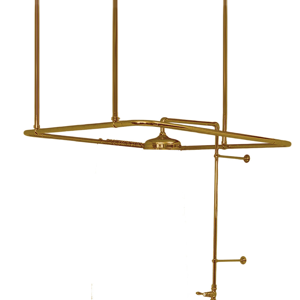 Square Shower Rod Enclosure 42" , 1" Tube, and 36" Ceiling Brace P0787 | Strom Living Polished Brass - Shower Components