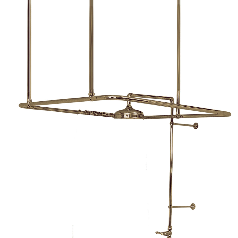 Square Shower Rod Enclosure 42" , 1" Tube, and 36" Ceiling Brace P0787 | Strom Living Raw Brass - Shower Components