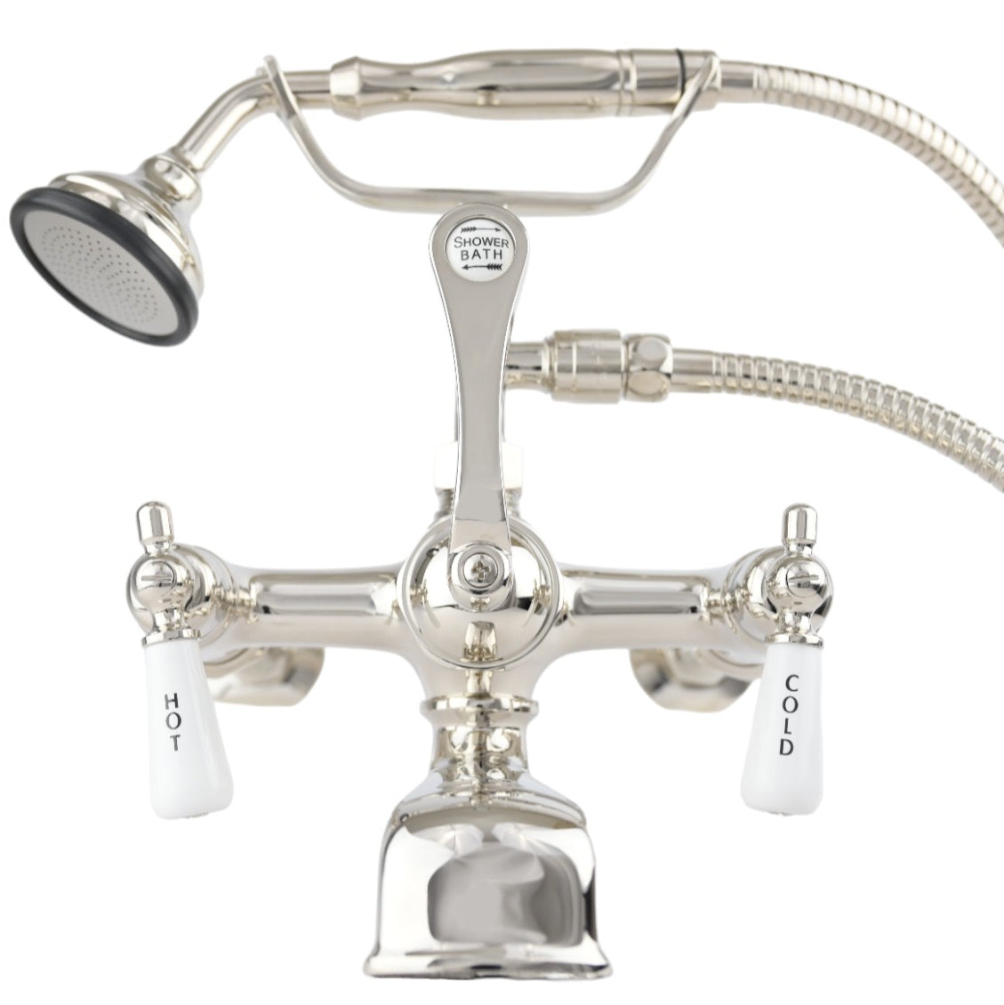 Telephone Wall Mount Lav Faucet w/ Handheld P0790 | Strom Living Polished Nickel - Tub Fillers