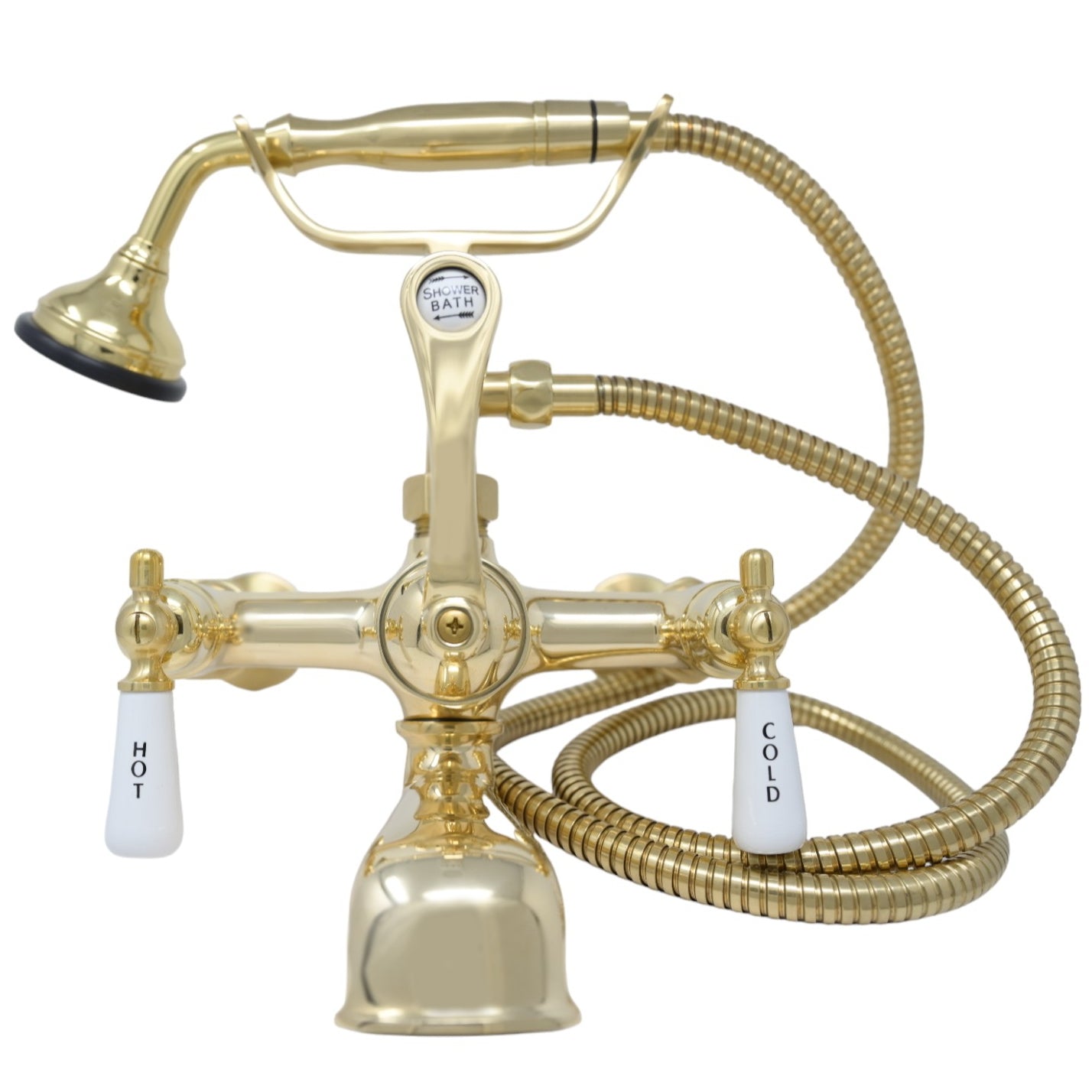 Telephone Wall Mount Lav Faucet w/ Handheld P0790 | Strom Living Polished Brass - Tub Fillers