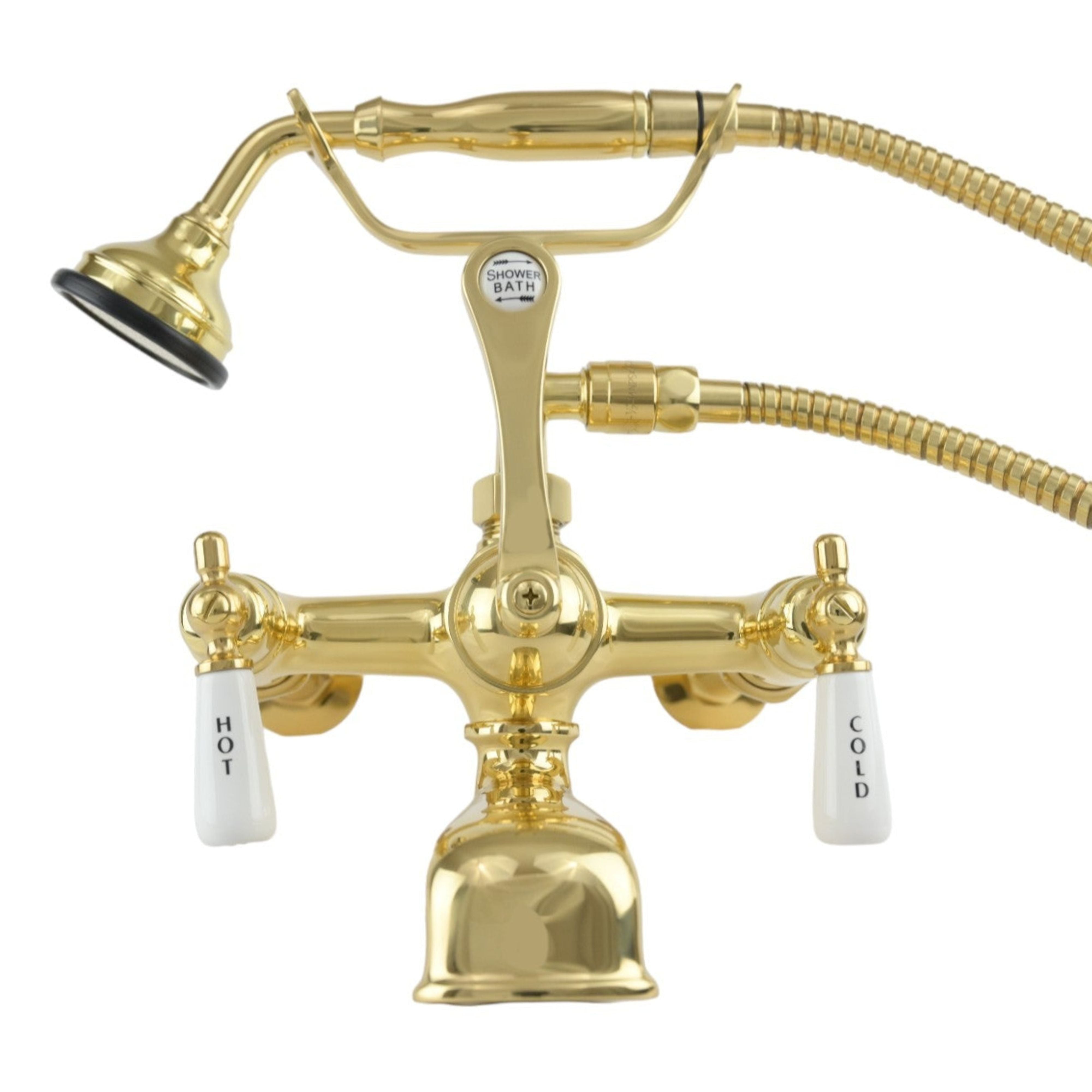 Telephone Wall Mount Lav Faucet w/ Handheld P0790 | Strom Living Supercoat Brass - Tub Fillers