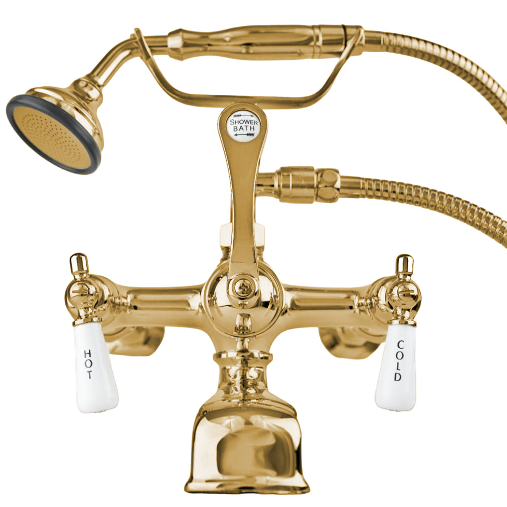 Telephone Wall Mount Lav Faucet w/ Handheld P0790 | Strom Living Satin Brass - Tub Fillers