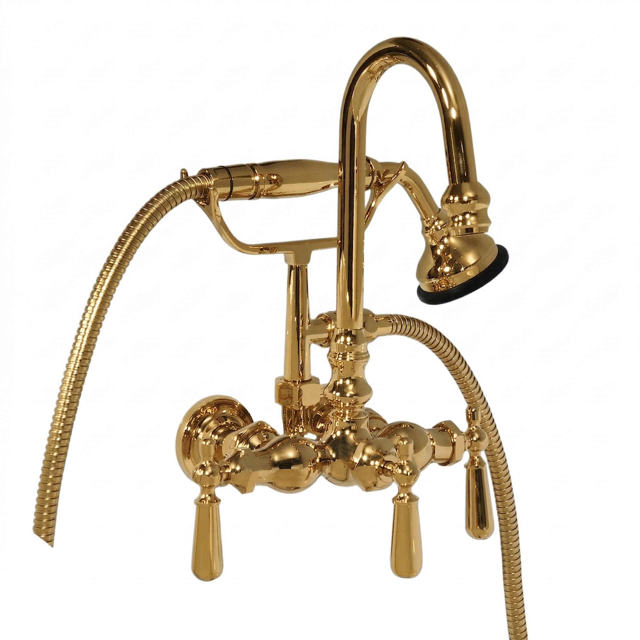 Tub Mount Gooseneck Faucet with Handheld P0793 | Strom Living Polished Brass - Tub Fillers
