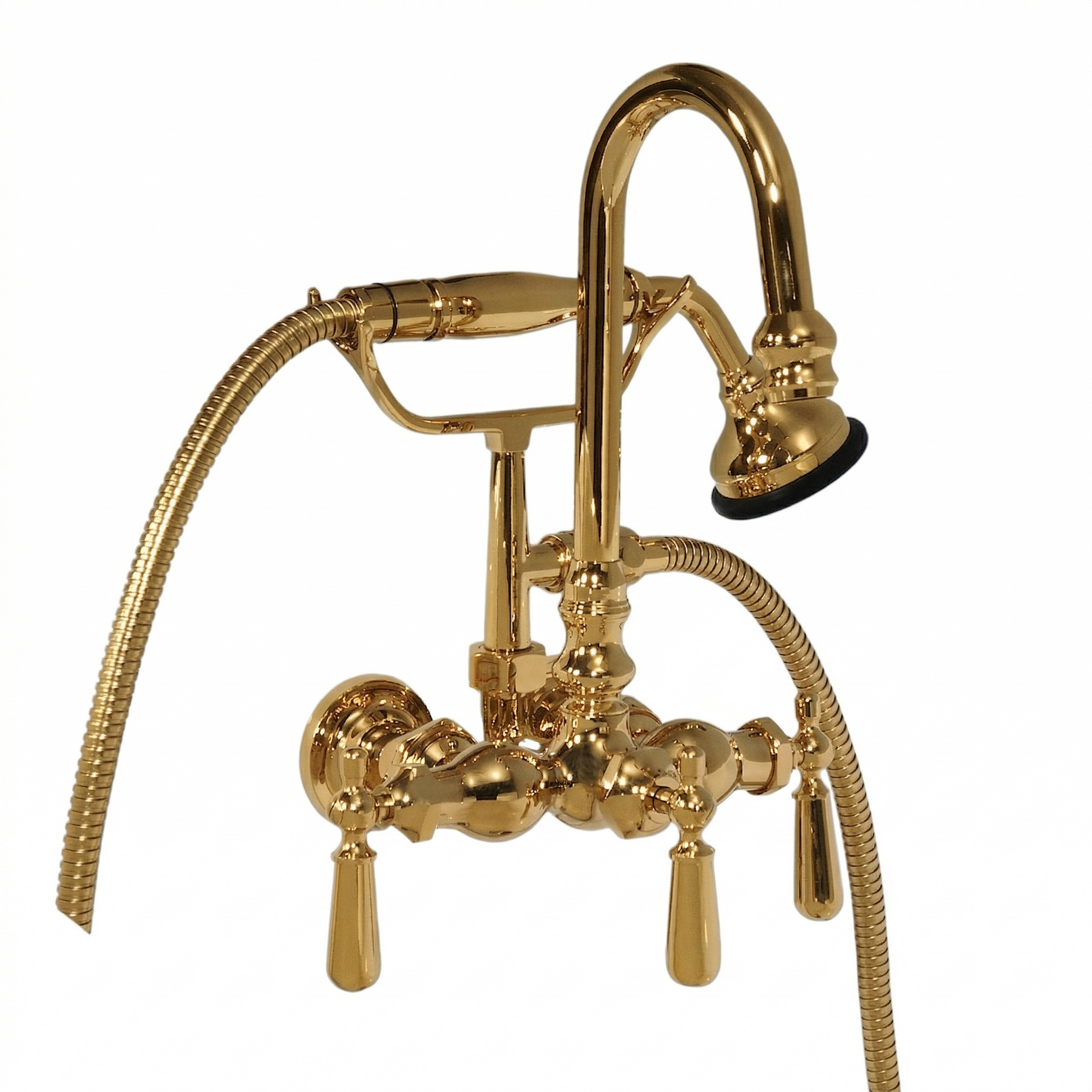 Tub Mount Gooseneck Faucet with Handheld P0793 | Strom Living Supercoat Brass - Tub Fillers