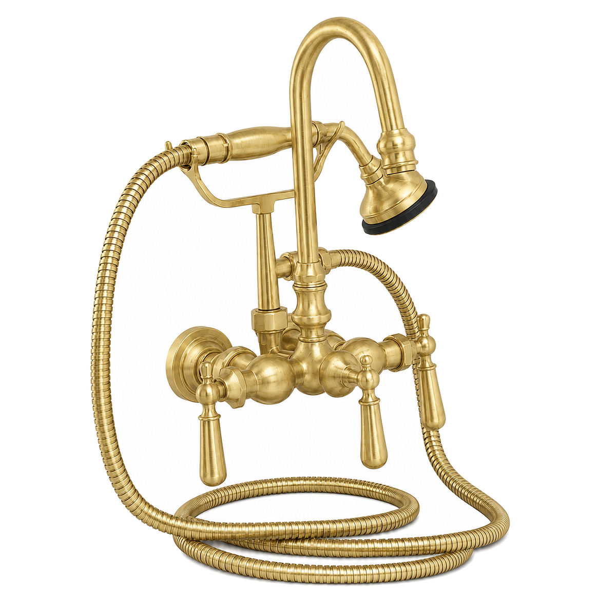 Tub Mount Gooseneck Faucet with Handheld P0793 | Strom Living Satin Brass - Tub Fillers