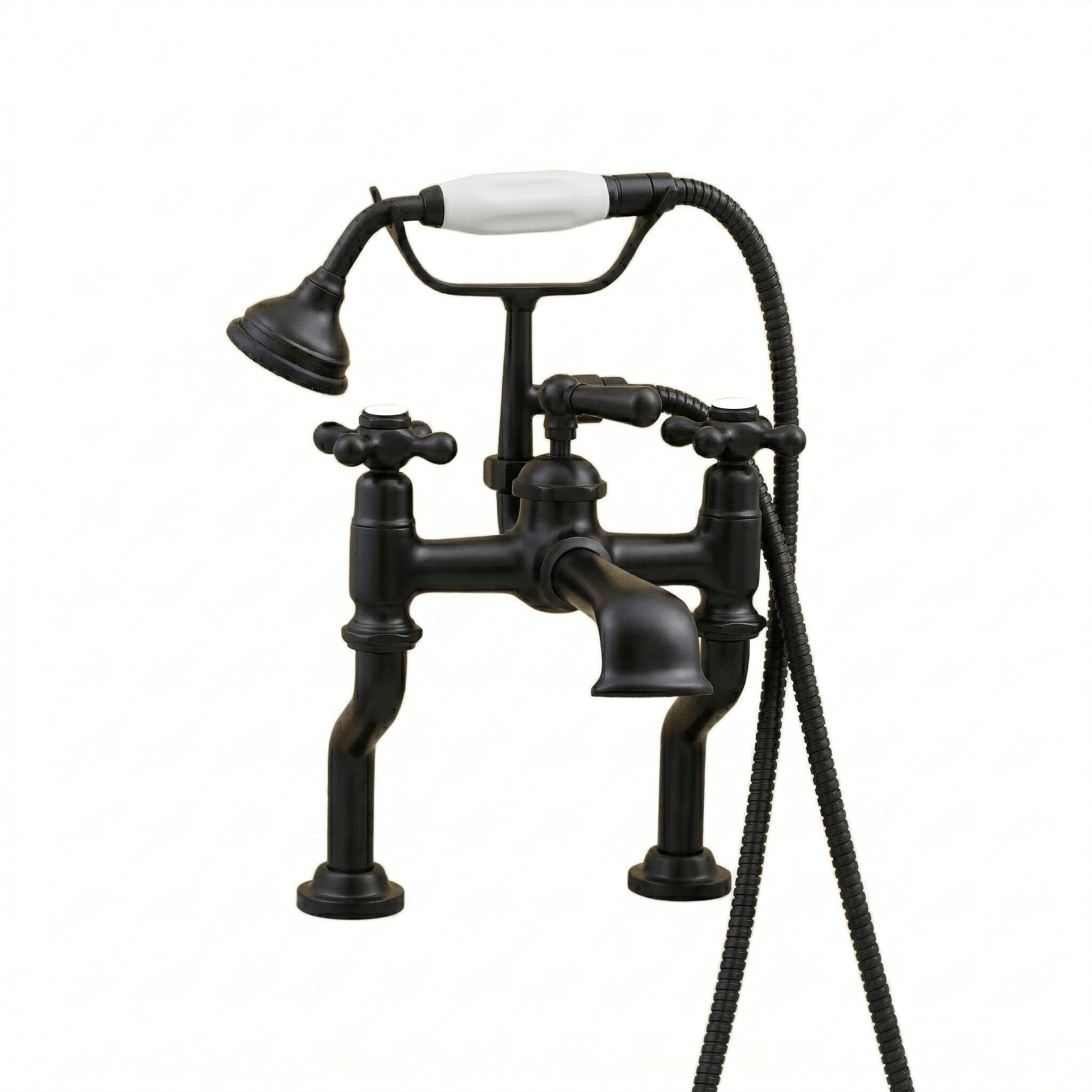 Deck Mount Offset British Telephone Tub Faucet P0795 | Strom Living Satin Black - Tub Fillers