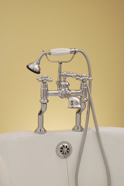 Strom Living British Telephone Tub Faucet with Handheld Shower, Vacuum Breaker and Cross Handles