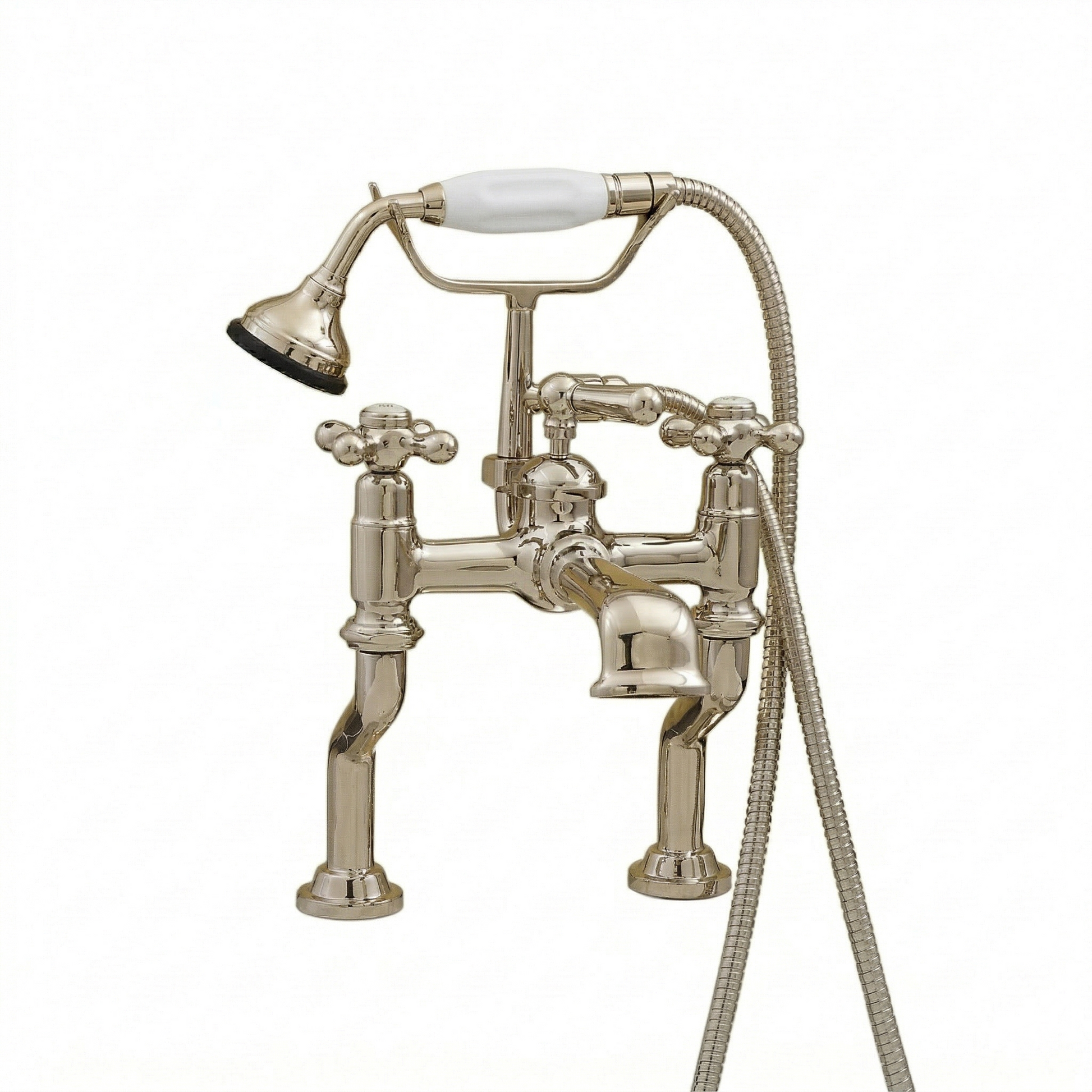 Deck Mount Offset British Telephone Tub Faucet P0795 | Strom Living Polished Nickel - Tub Fillers