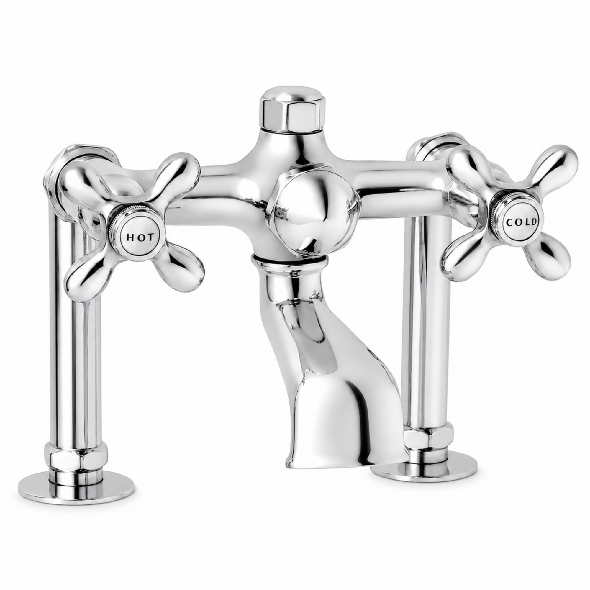 Deck Mount Tub Faucet with Cross Handles P0802 | Strom Living Chrome - Tub Fillers