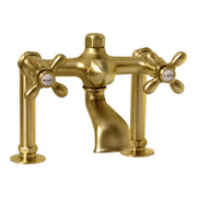 Deck Mount Tub Faucet with Cross Handles P0802 | Strom Living Satin Brass - Tub Fillers