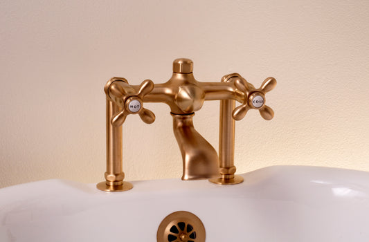 Strom Living British Telephone Tub Faucet with Cross Handles and Nipple Hook-up Kit